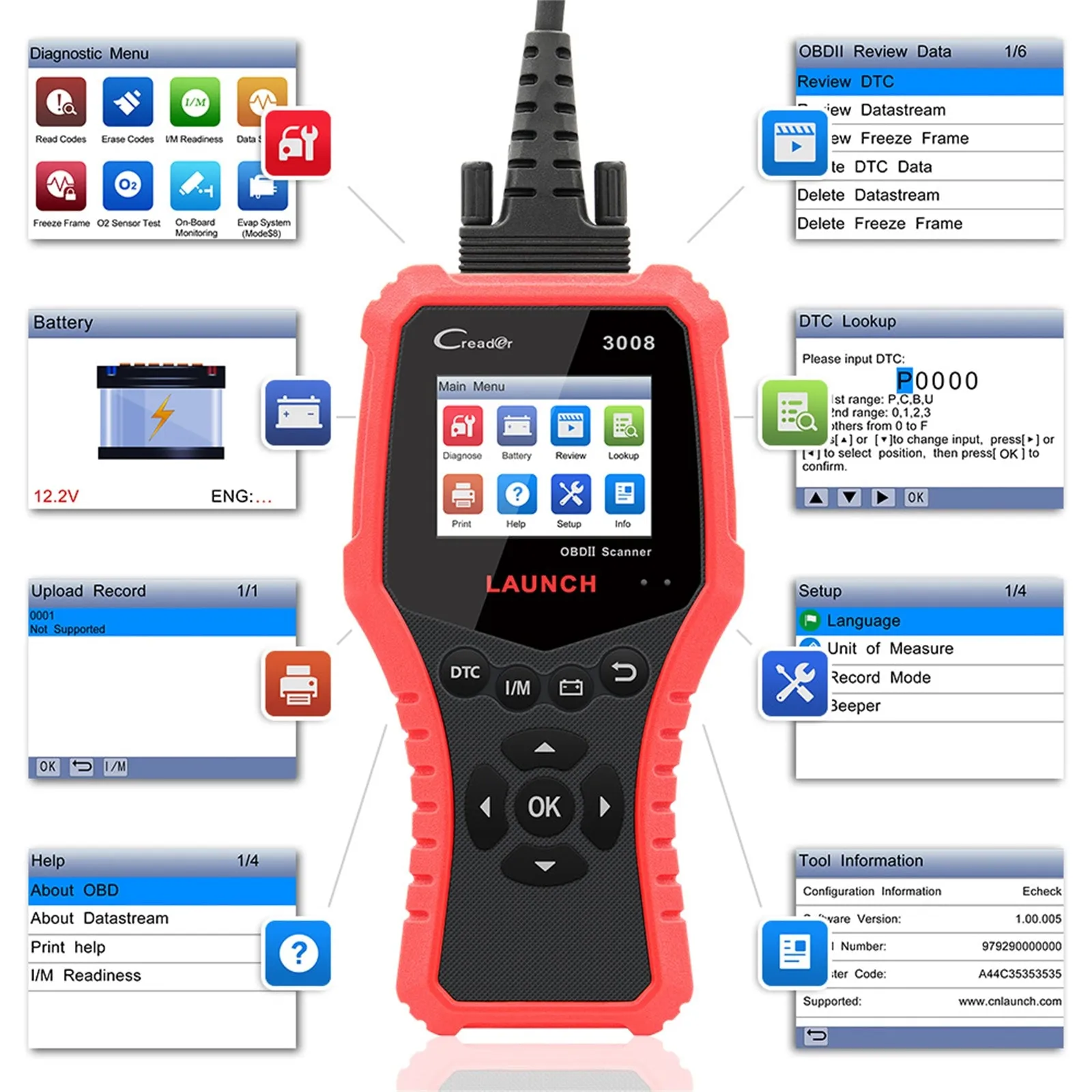 CR3008 Car Code Reader Engine Scanner Obd2 Auto Car Fault