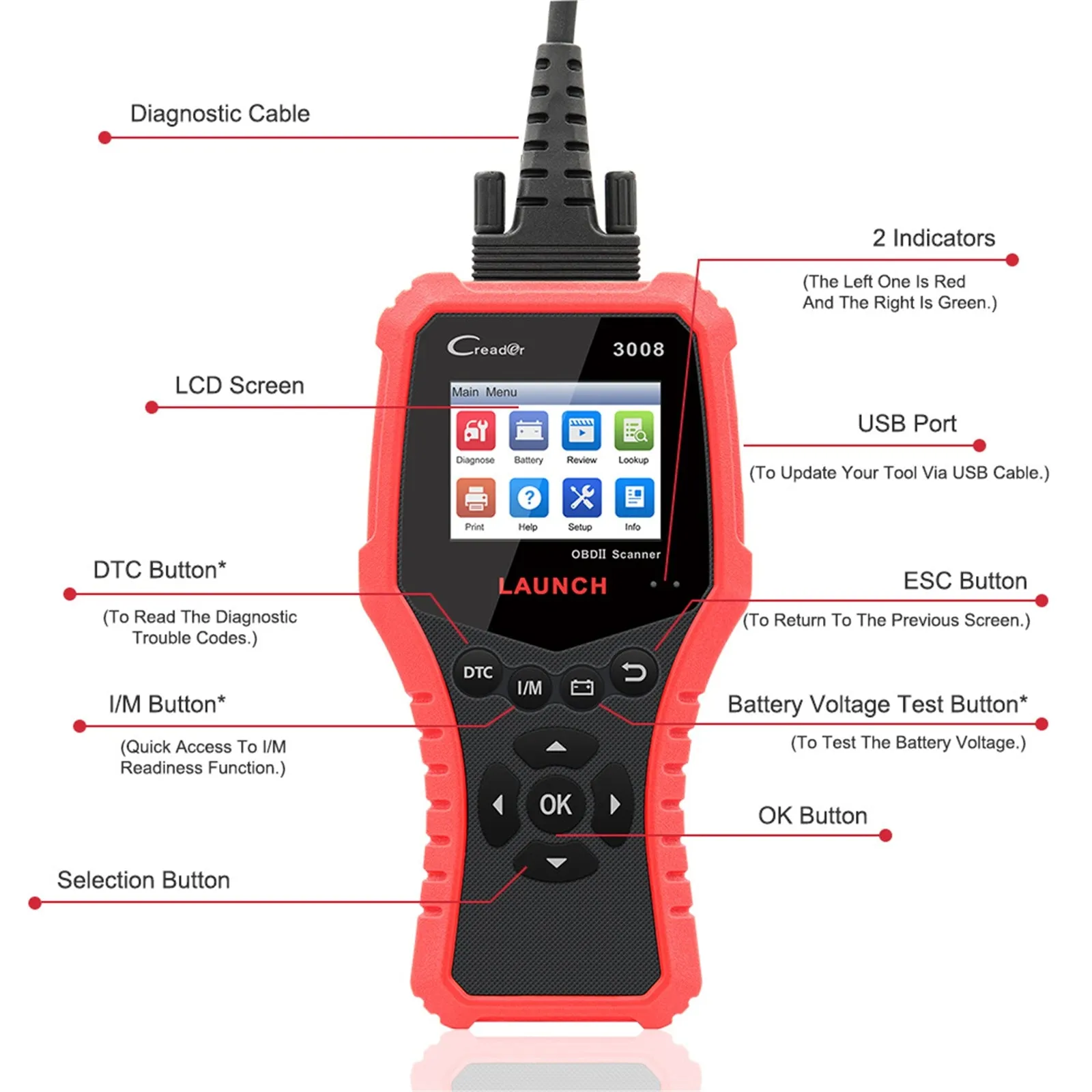 CR3008 Car Code Reader Engine Scanner Obd2 Auto Car Fault