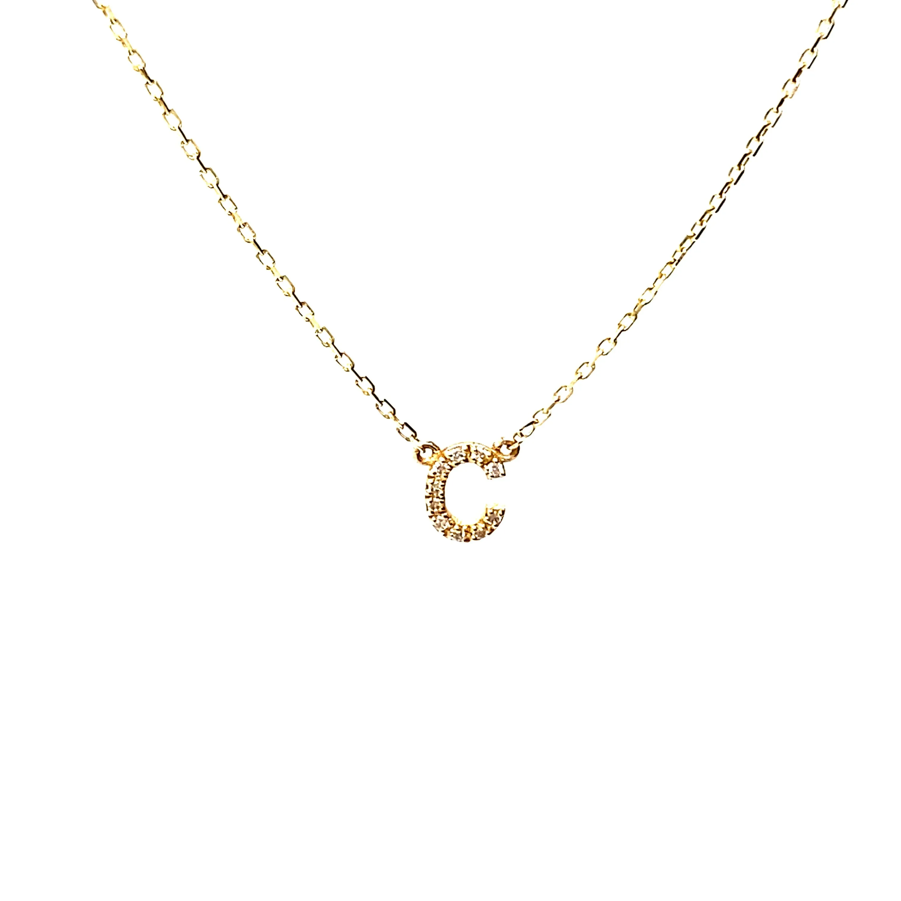Custom 14K Gold & Diamond Mini Initial Necklace