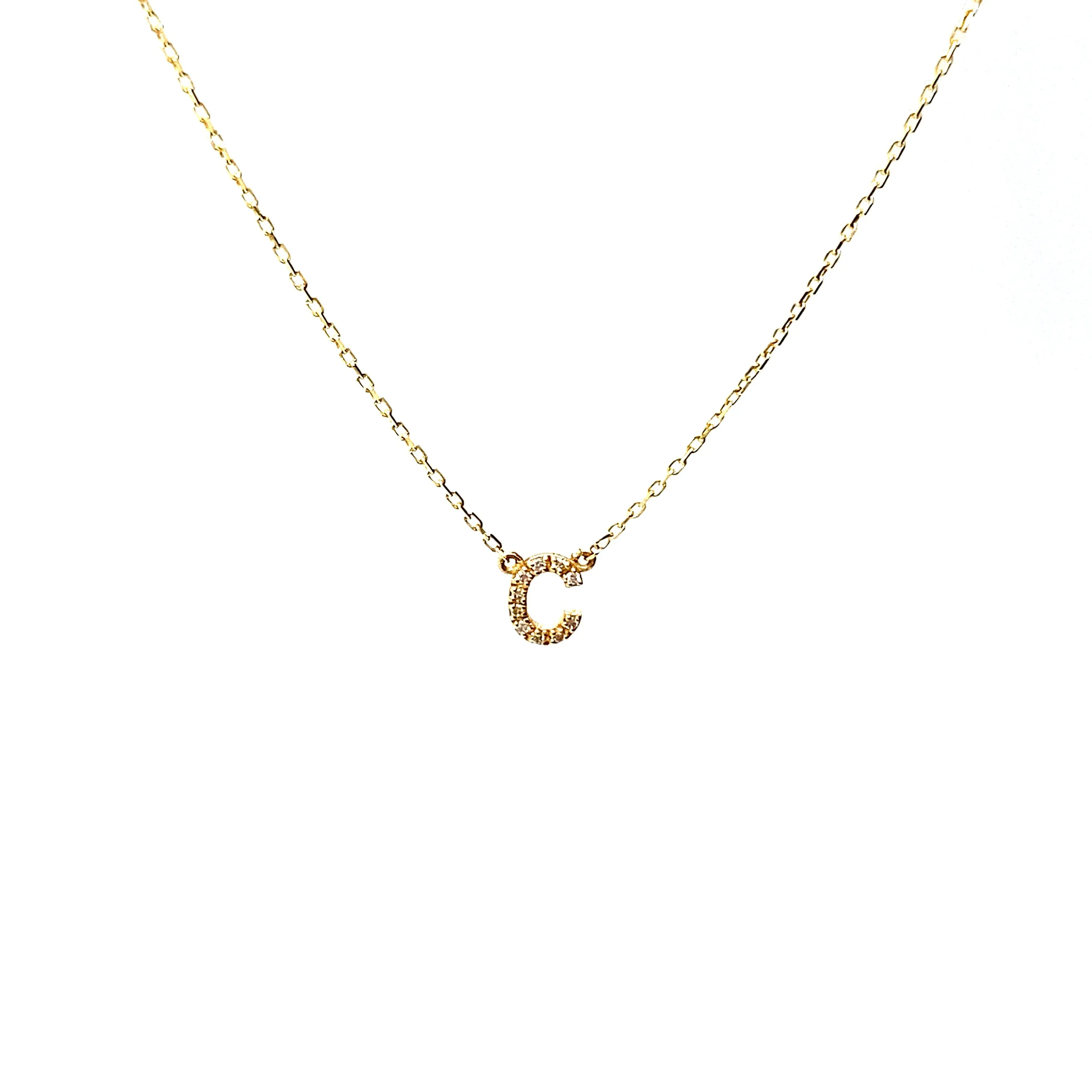 Custom 14K Gold & Diamond Mini Initial Necklace