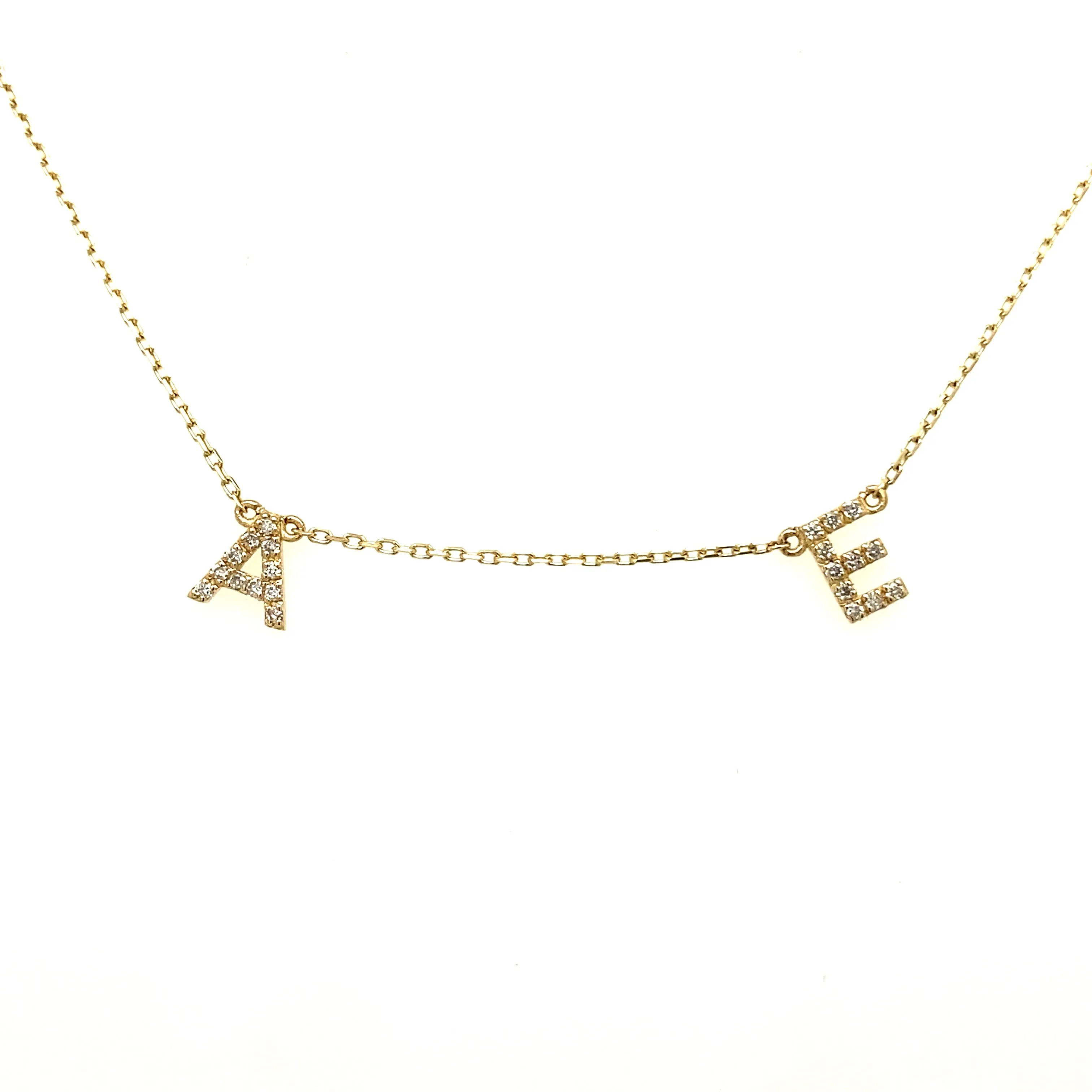 Custom 14K Gold & Diamond Mini Initial Necklace