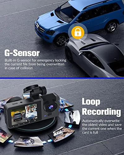 Dash Cam Front and Rear Inside, 4K/2.5K Full HD Dash Camera for Cars with Free 32GB SD Card,Built-in Super Night Vision,170°Wide Angle,WDR, Loop Recording, 24H Parking Mode