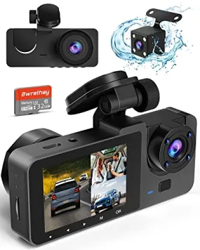 Dash Cam Front and Rear Inside, 4K/2.5K Full HD Dash Camera for Cars with Free 32GB SD Card,Built-in Super Night Vision,170°Wide Angle,WDR, Loop Recording, 24H Parking Mode