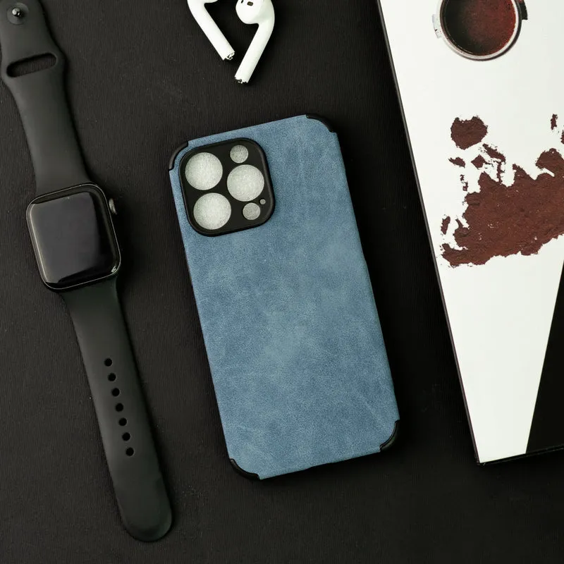 Denim Blue Suede Finish Luxury iPhone Case