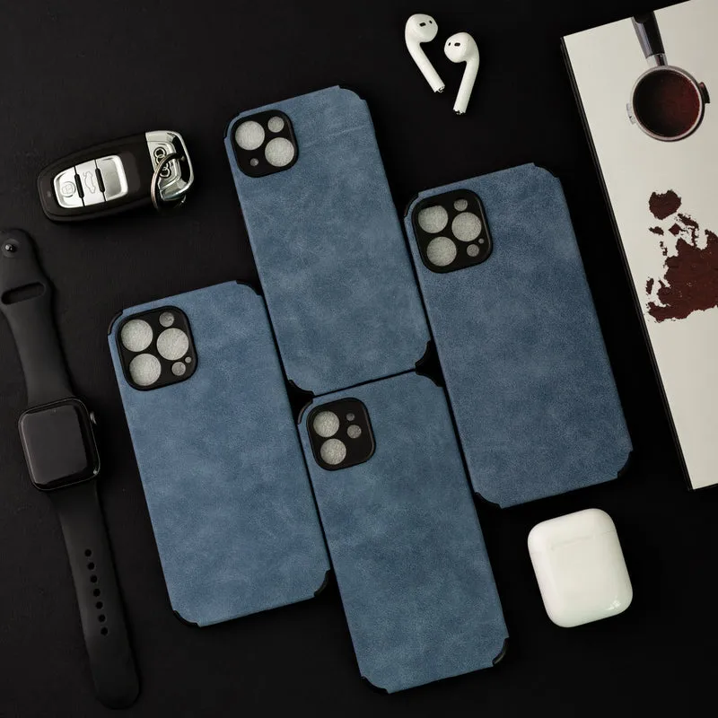 Denim Blue Suede Finish Luxury iPhone Case
