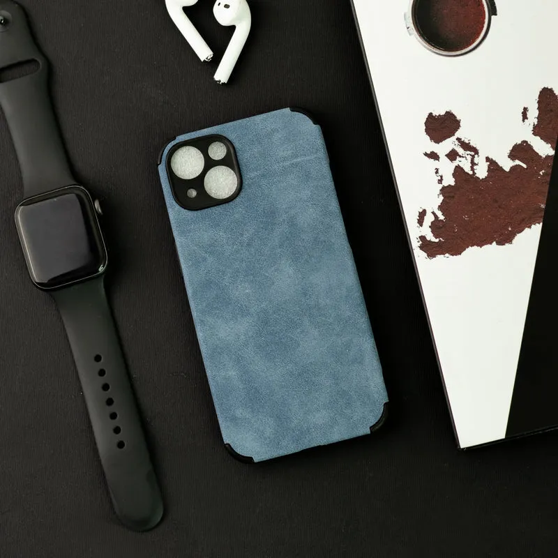 Denim Blue Suede Finish Luxury iPhone Case