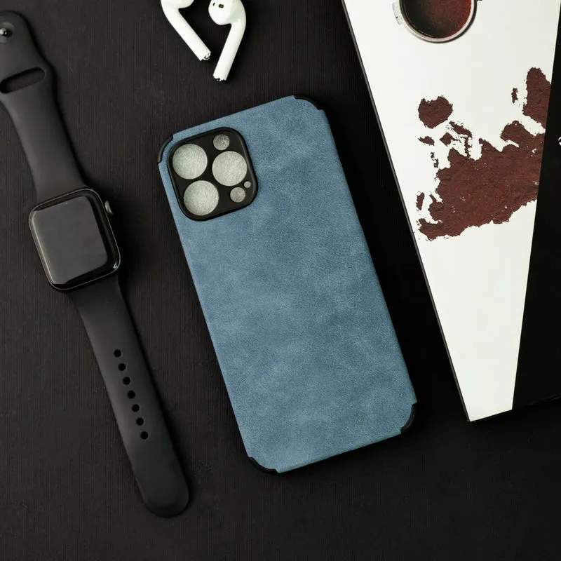 Denim Blue Suede Finish Luxury iPhone Case