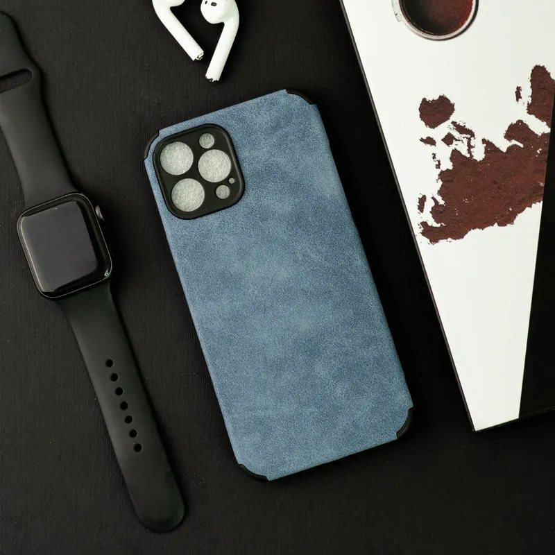 Denim Blue Suede Finish Luxury iPhone Case