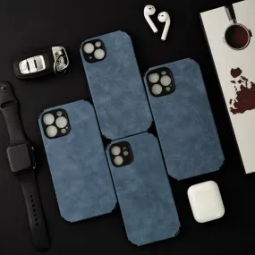 Denim Blue Suede Finish Luxury iPhone Case