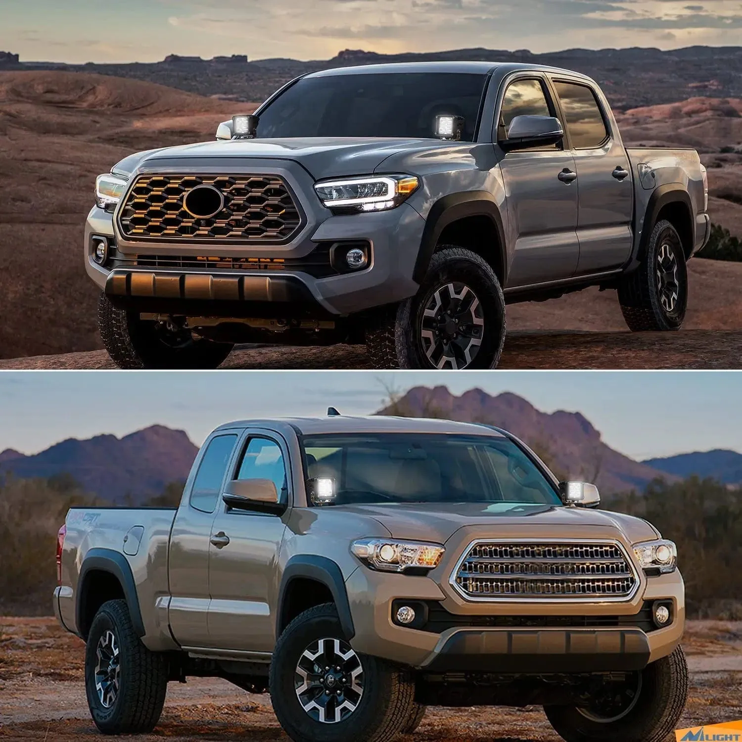 Ditch Light Hood Mounts For 2016-2020 3rd Gen Toyota Tacoma