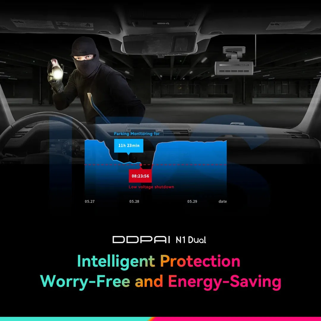 Dual Dash Cam with NightVIS - 1296P/WIFI & App Control