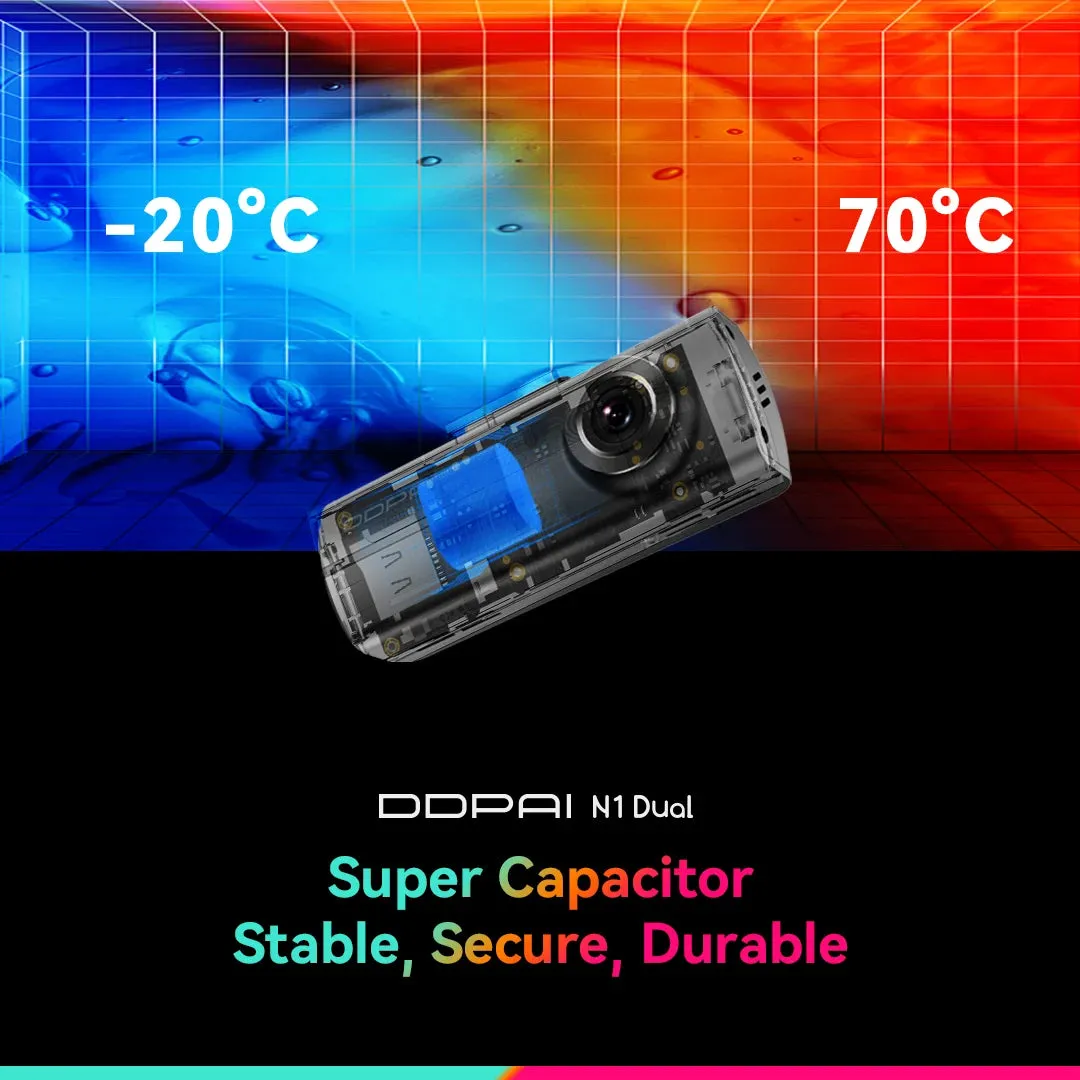 Dual Dash Cam with NightVIS - 1296P/WIFI & App Control