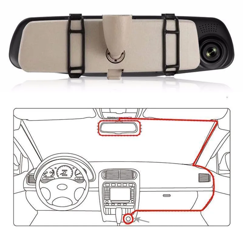 Dual Lens Dash Cam Vehicle Front Rear HD 1080P Video Recorder