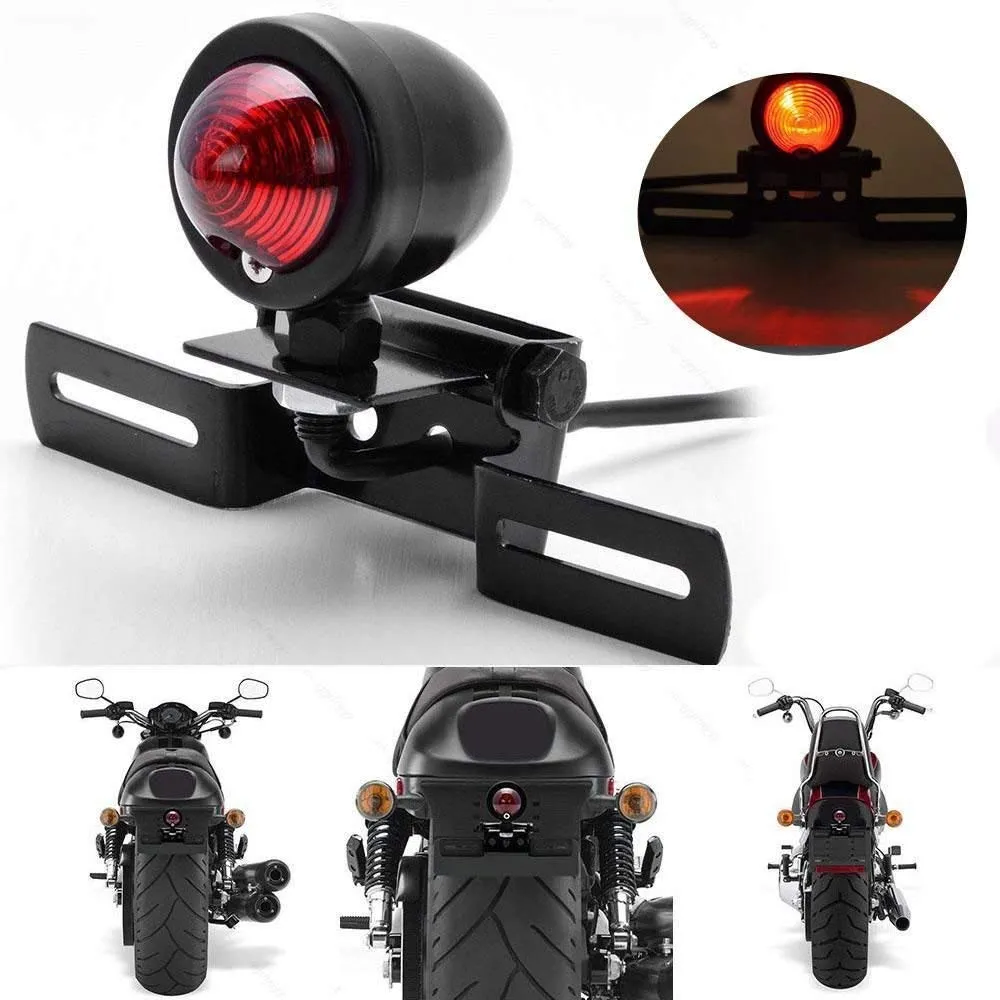 Electomania Motorcycle Brake Signal LED Light Tail Brake Light License Plate Holder (Large)