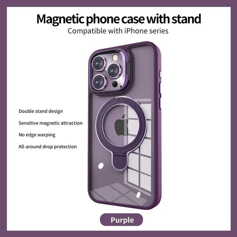 ESSENWOO Magnetic Wireless Cover Smartphone - Dual Stand Shockproof Case, Magsafe Compatible for Iphone 15/14 Pro Max