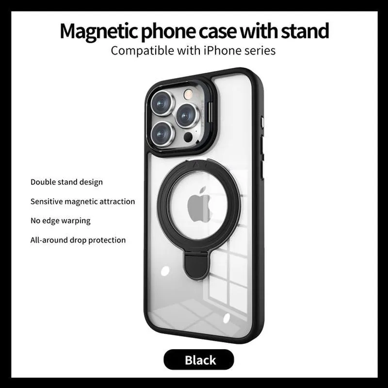 ESSENWOO Magnetic Wireless Cover Smartphone - Dual Stand Shockproof Case, Magsafe Compatible for Iphone 15/14 Pro Max