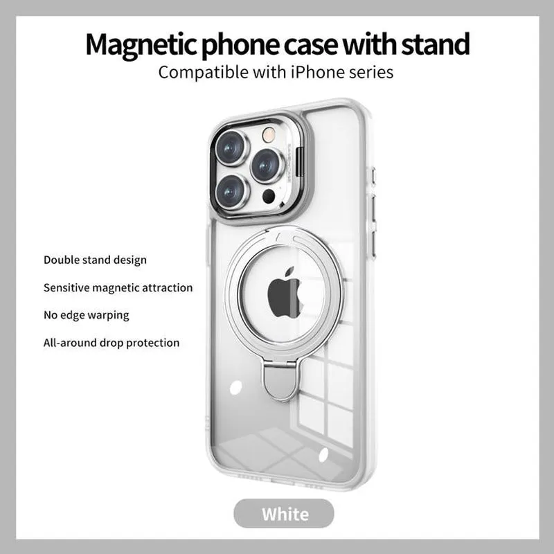 ESSENWOO Magnetic Wireless Cover Smartphone - Dual Stand Shockproof Case, Magsafe Compatible for Iphone 15/14 Pro Max