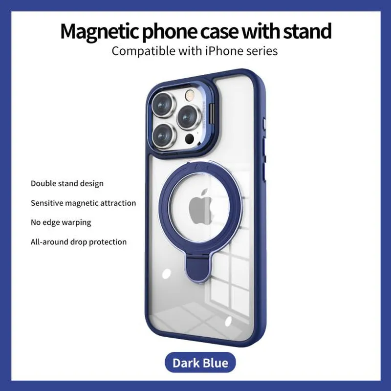 ESSENWOO Magnetic Wireless Cover Smartphone - Dual Stand Shockproof Case, Magsafe Compatible for Iphone 15/14 Pro Max