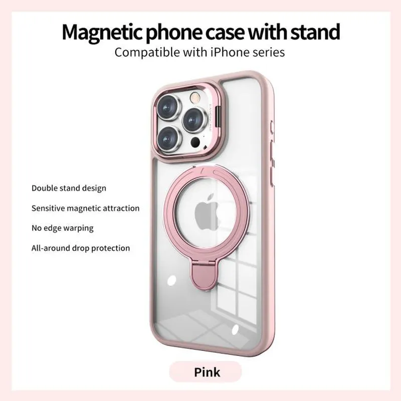 ESSENWOO Magnetic Wireless Cover Smartphone - Dual Stand Shockproof Case, Magsafe Compatible for Iphone 15/14 Pro Max