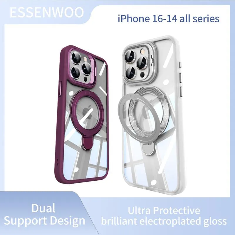 ESSENWOO Magnetic Wireless Cover Smartphone - Dual Stand Shockproof Case, Magsafe Compatible for Iphone 15/14 Pro Max