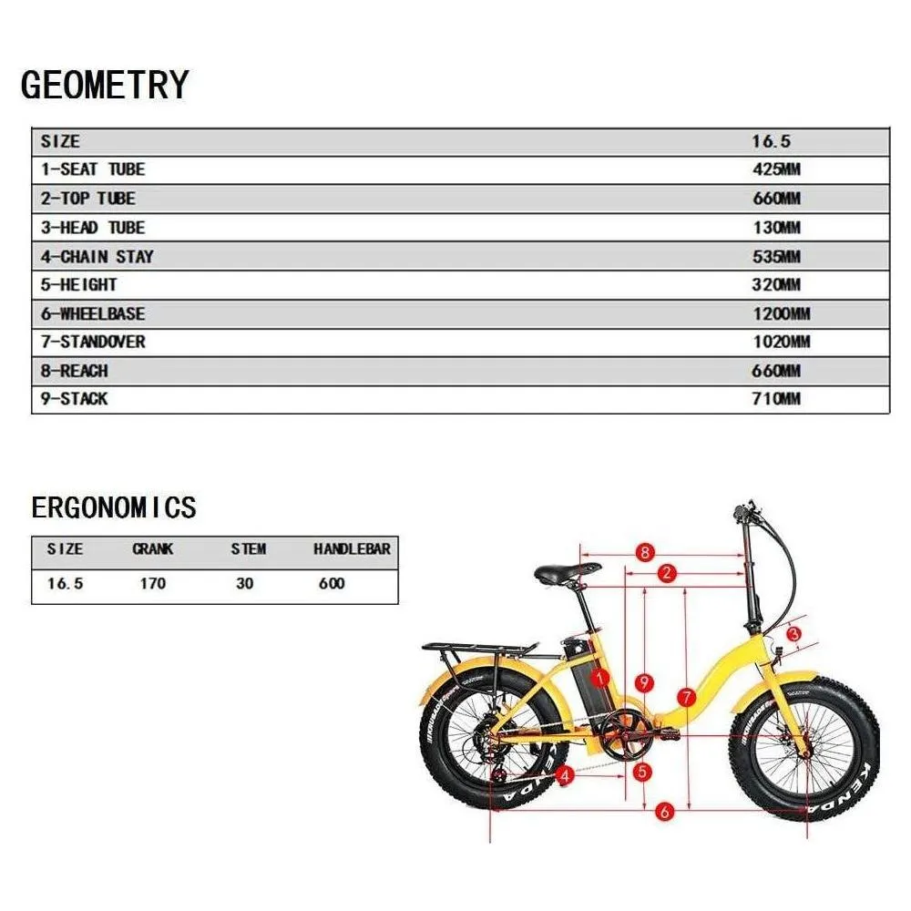 EUNORAU, E-Fat-Step, Foldable, Step-Thru, 20" Fat Tire Electric Bike - 500 Watt, 48V
