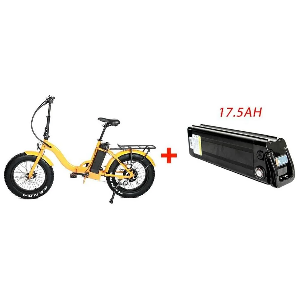 EUNORAU, E-Fat-Step, Foldable, Step-Thru, 20" Fat Tire Electric Bike - 500 Watt, 48V