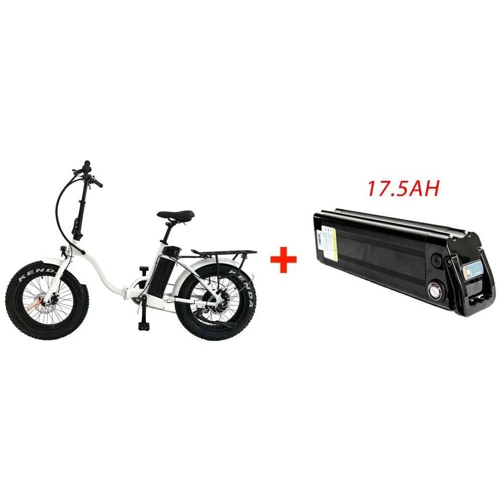 EUNORAU, E-Fat-Step, Foldable, Step-Thru, 20" Fat Tire Electric Bike - 500 Watt, 48V
