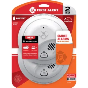 First Alert 2 Pack Battery-Powered Ionization Smoke Detector