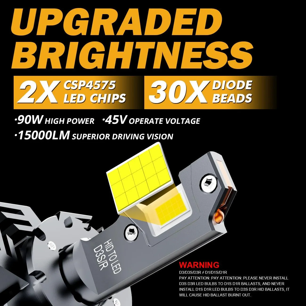 For 2013-2017 Ford Mustang D3S LED Headlight Bulbs