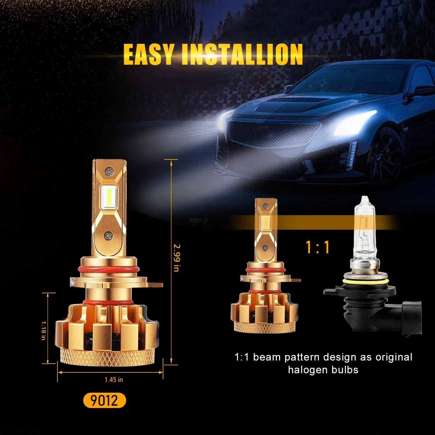 For 2018-2019 Chevrolet Equinox 9012 F-16 Plus Series Automotive Grade 14000LM LED Light Bulbs High Low Beam Bundle