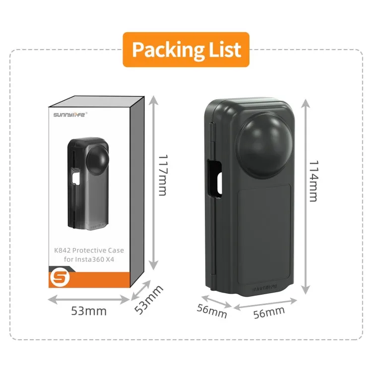 For Insta360 X4 Sunnylife Integrated Lens Screen Camera Cover Protector Screen Protective Case (Transparent Black)