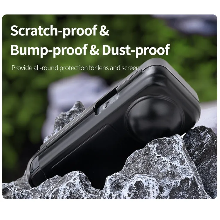 For Insta360 X4 Sunnylife Integrated Lens Screen Camera Cover Protector Screen Protective Case (Transparent Black)