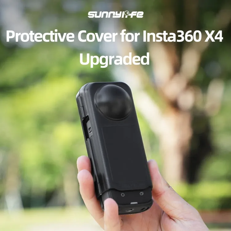 For Insta360 X4 Sunnylife Integrated Lens Screen Camera Cover Protector Screen Protective Case (Transparent Black)