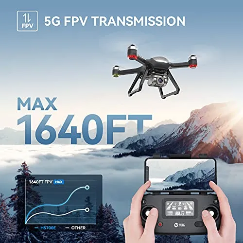 Holy Stone HS700E FAA Certification Completed Drones with Camera for Adults 4K EIS, GPS RC Quadcopter FPV Drone with 5G WiFi Transmission, Brushless Motors, Auto Return, Follow Me, Carrying Case
