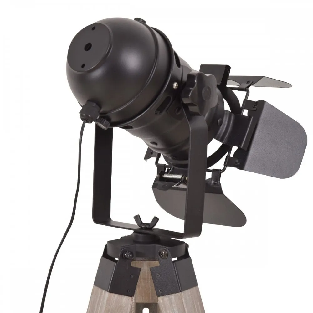HOMCOM Pine Wood Camera Tripod Floor Lamp Black