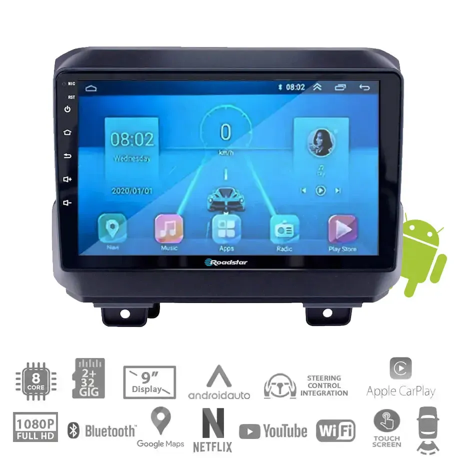 Jeep Wrangler (19-21) - 9 Inch Roadstar Android Entertainment & GPS System