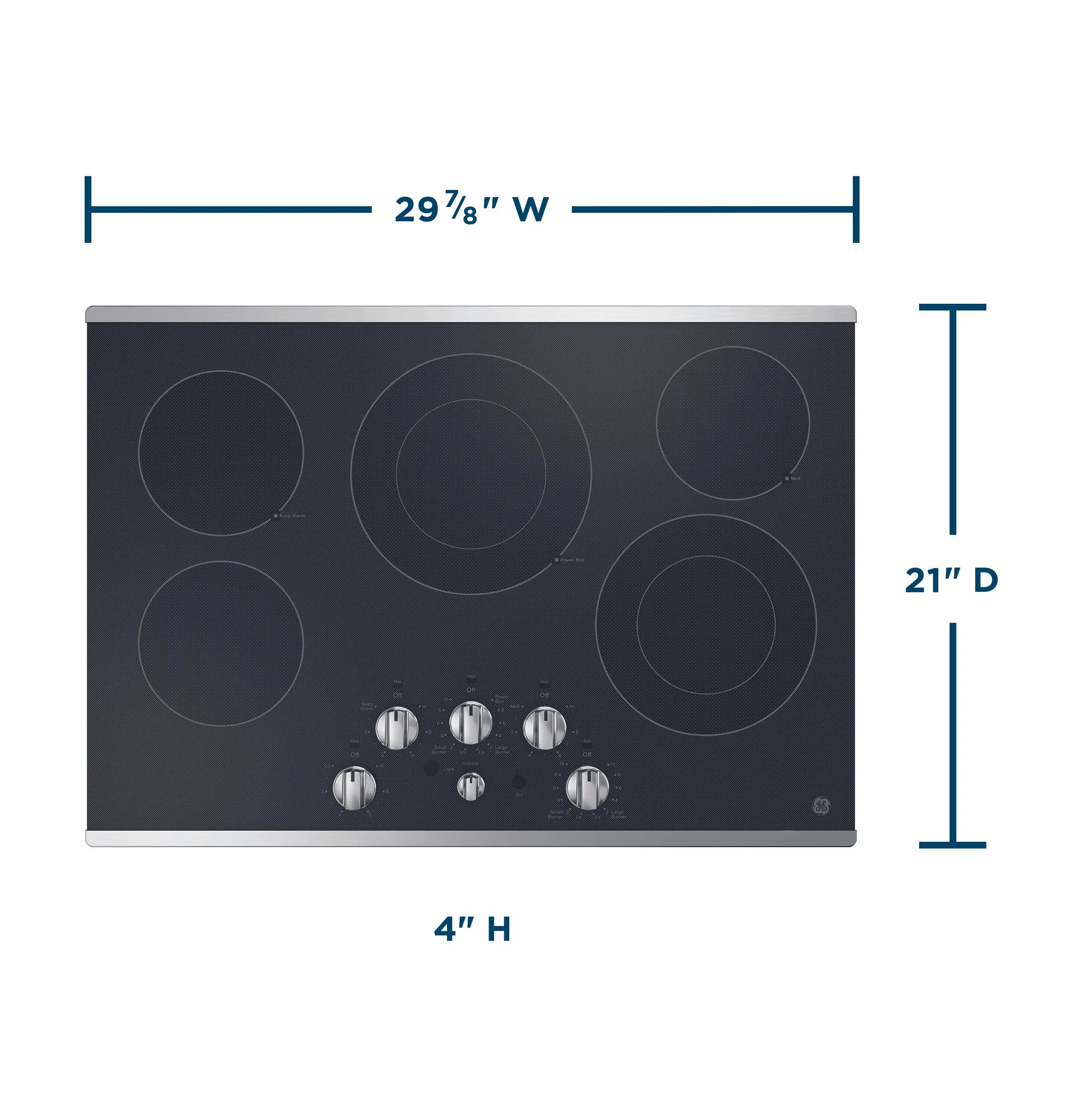 JEP5030STSS GE® 30" Built-In knob Control Electric Cooktop