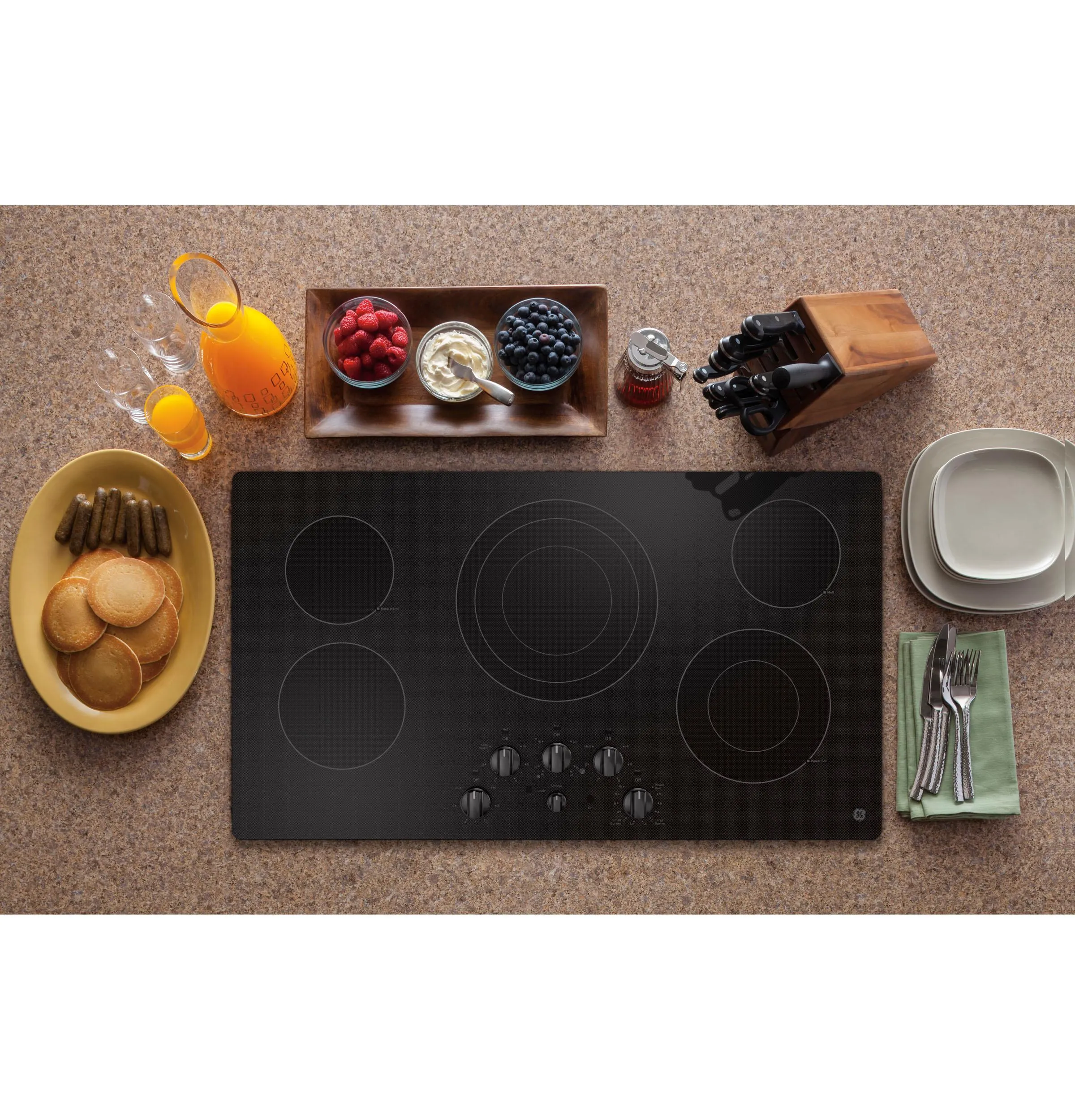 JEP5036DTBB GE® 36" Built-In Knob Control Electric Cooktop
