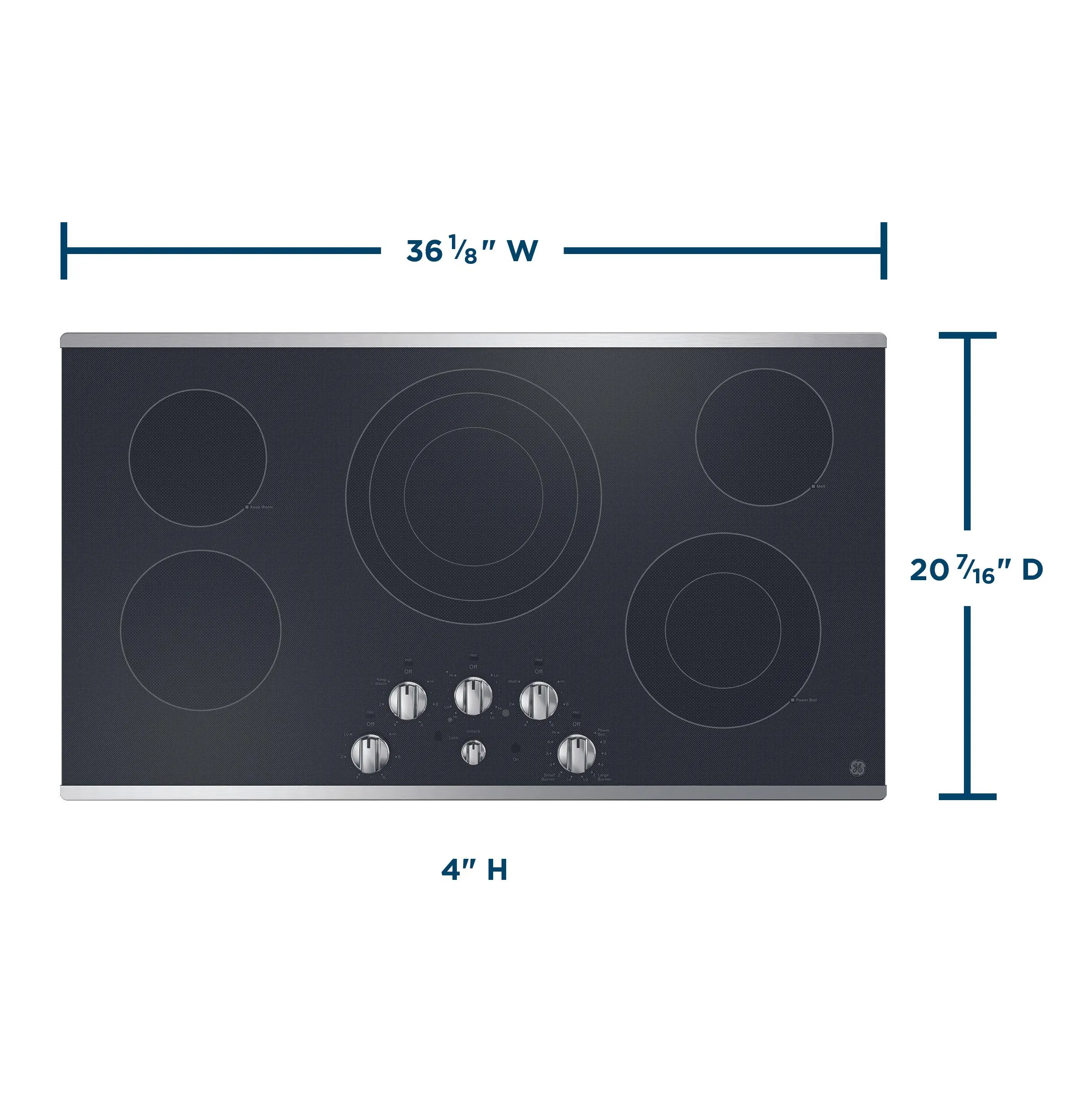 JEP5036STSS GE® 36" Built-In Knob Control Electric Cooktop