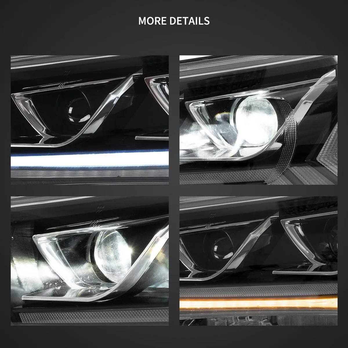 LED Headlight Assembly 2nd Dual Beam Projector Black For 2015-2020 Toyota Hilux SR5 8th Gens (GUN125, GUN126R) Pre-Facelift