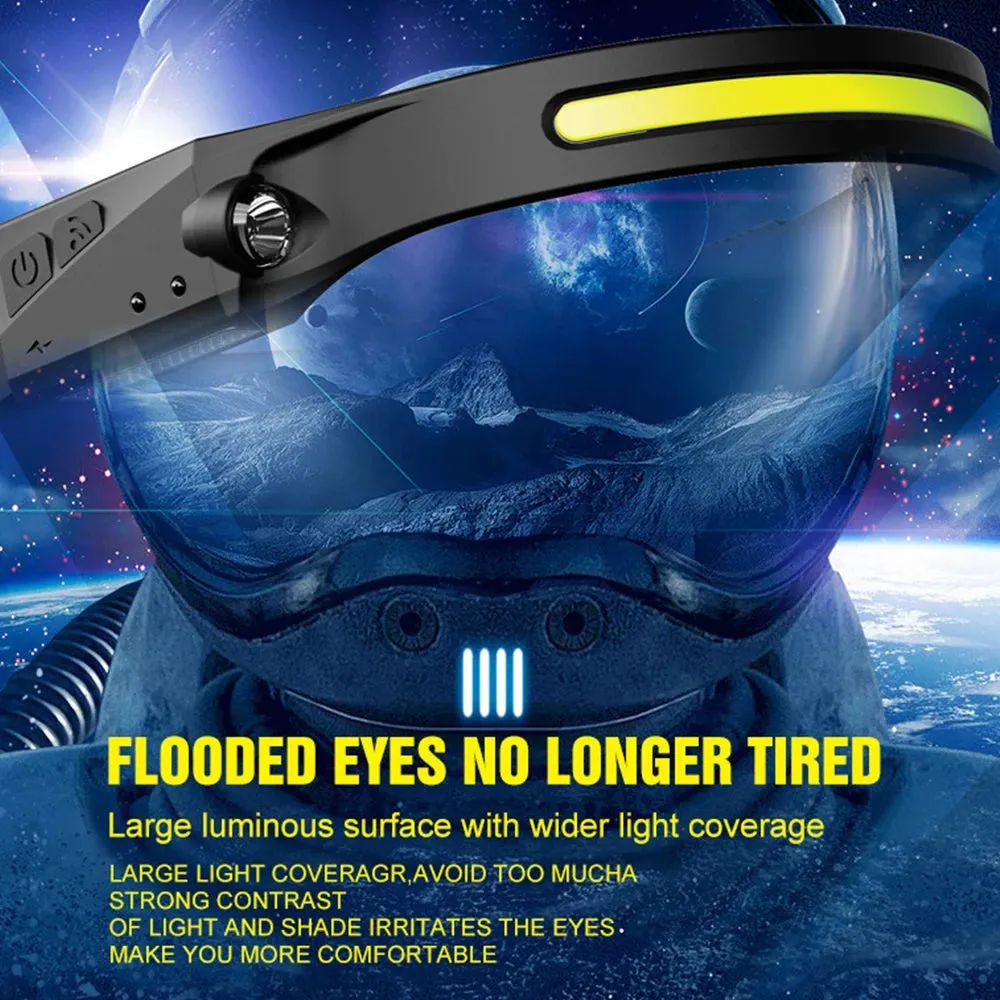 LED Headlight Work Headlamp USB Rechargeable Head Torch With 230 Degree Illumination Motion Sensor Headlamp 5 Modes Headtorch