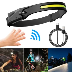LED Headlight Work Headlamp USB Rechargeable Head Torch With 230 Degree Illumination Motion Sensor Headlamp 5 Modes Headtorch