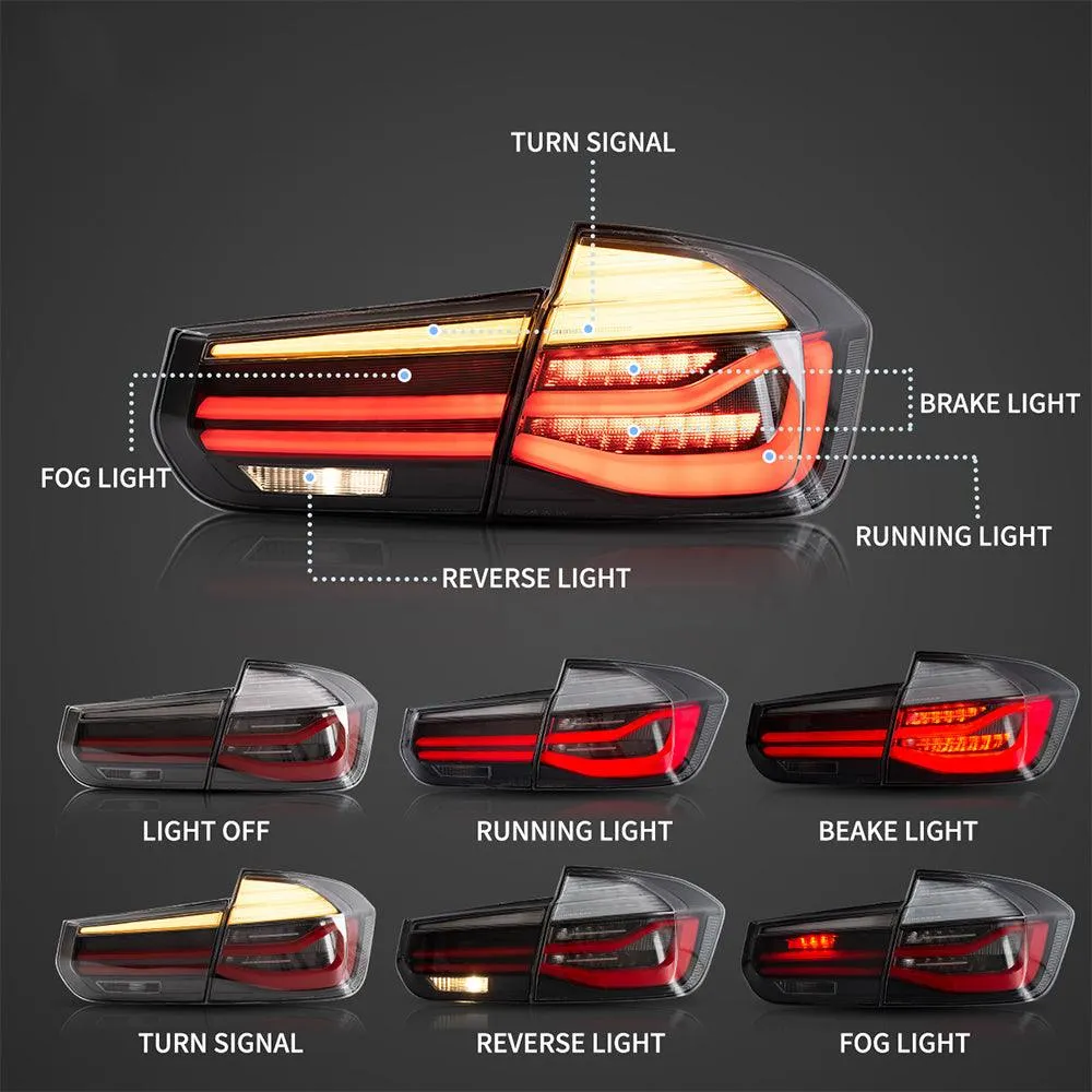 LED Tail Lights Assembly With Sequential Amber Turn Signal For 2012-2019 BMW 3 Series 6th Gen (F30 F35 F80)