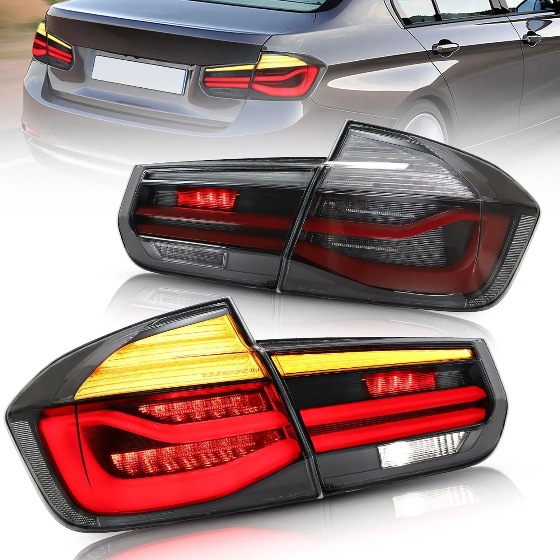 LED Tail Lights Assembly With Sequential Amber Turn Signal For 2012-2019 BMW 3 Series 6th Gen (F30 F35 F80)