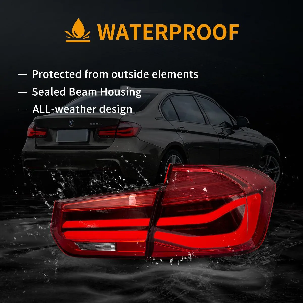 LED Tail Lights Assembly With Sequential Amber Turn Signal For 2012-2019 BMW 3 Series 6th Gen (F30 F35 F80)