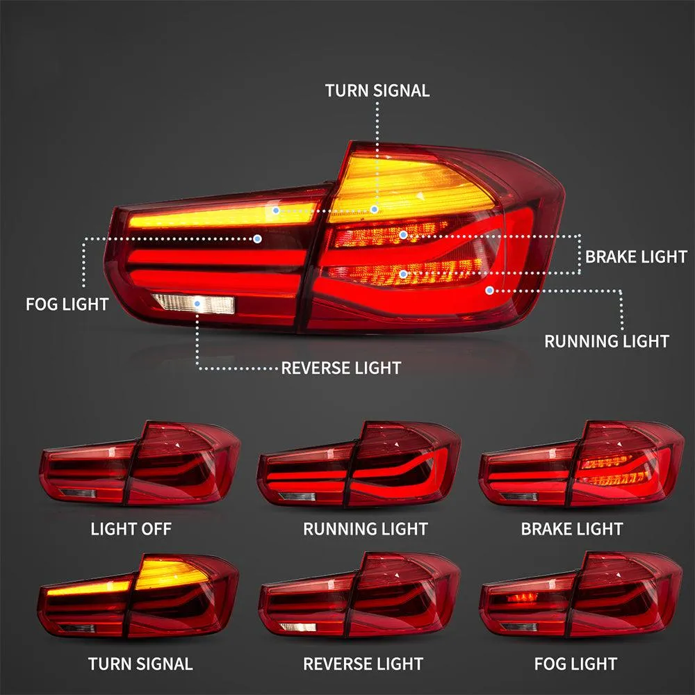LED Tail Lights Assembly With Sequential Amber Turn Signal For 2012-2019 BMW 3 Series 6th Gen (F30 F35 F80)