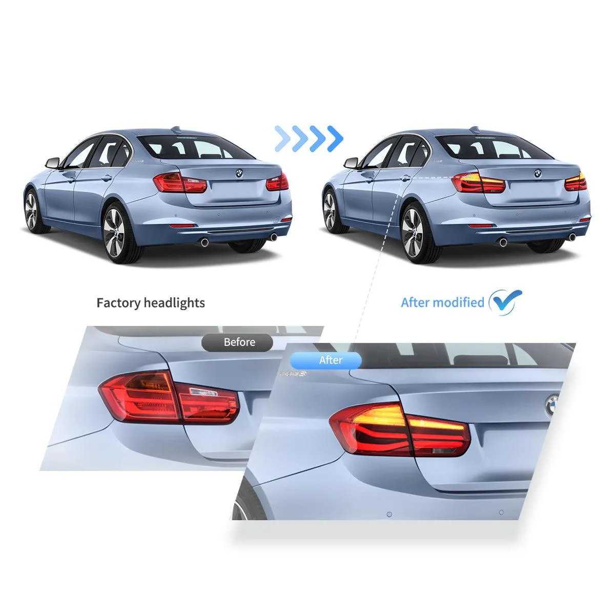 LED Tail Lights Assembly With Sequential Amber Turn Signal For 2012-2019 BMW 3 Series 6th Gen (F30 F35 F80)