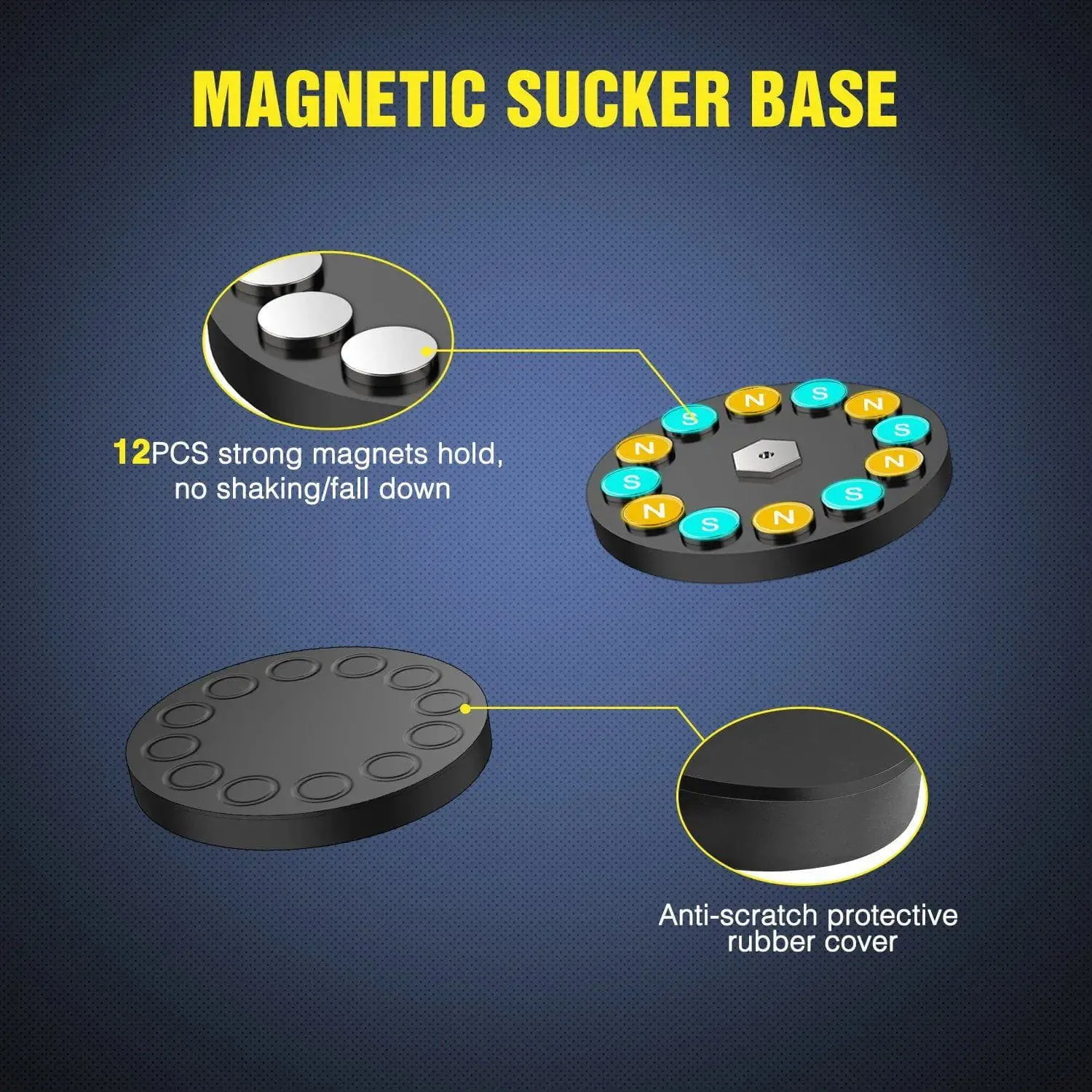 Magnetic Base Bottomed-Mounted Sucker Holder Bracket (Pair)