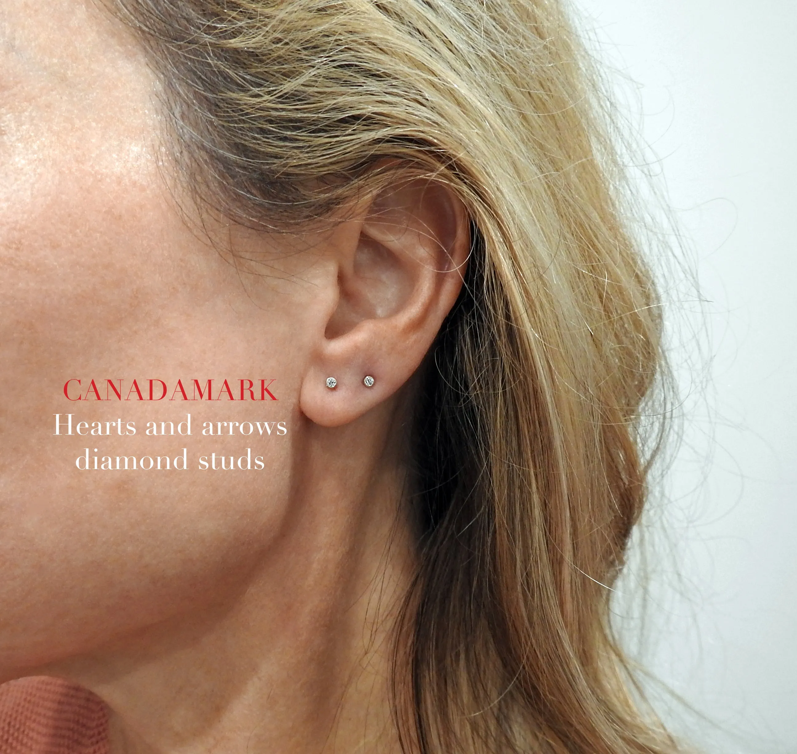 Micro studs with CanadaMark™ Hearts & Arrows diamonds.