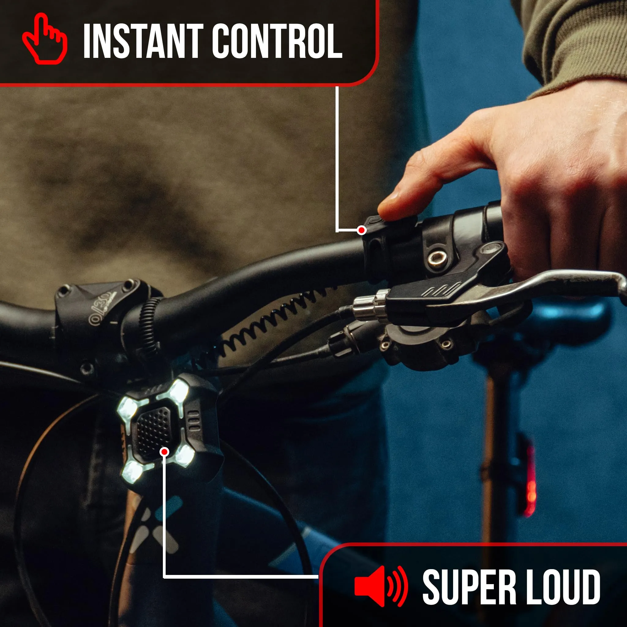 [NEW 2025] ZIREN-V2 High-Traffic Bike Horn Siren Bell & LED Light Super Loud Electric Alert New Control Switch USB-C Rechargeable IPX4 Front and Back Lights (Version 2)
